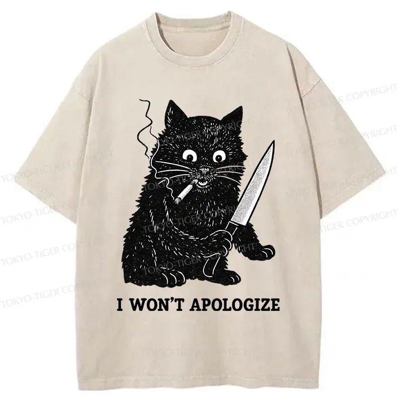 Tokyo-Tiger Cat Don't Apologize Washed T-Shirt