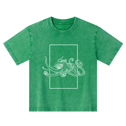 Tokyo-Tiger Japanese Giant Octopus Kids Washed T-Shirt