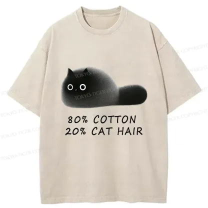 Tokyo-Tiger Funny Cat Hair Washed T-Shirt