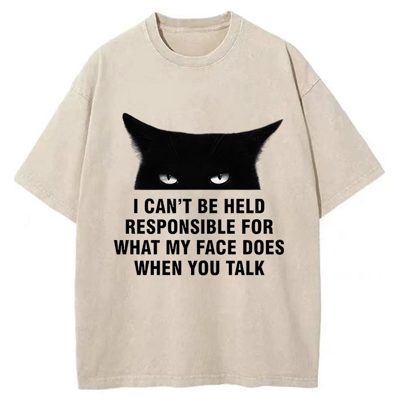 Tokyo-Tiger Cat Expression Management Washed T-Shirt