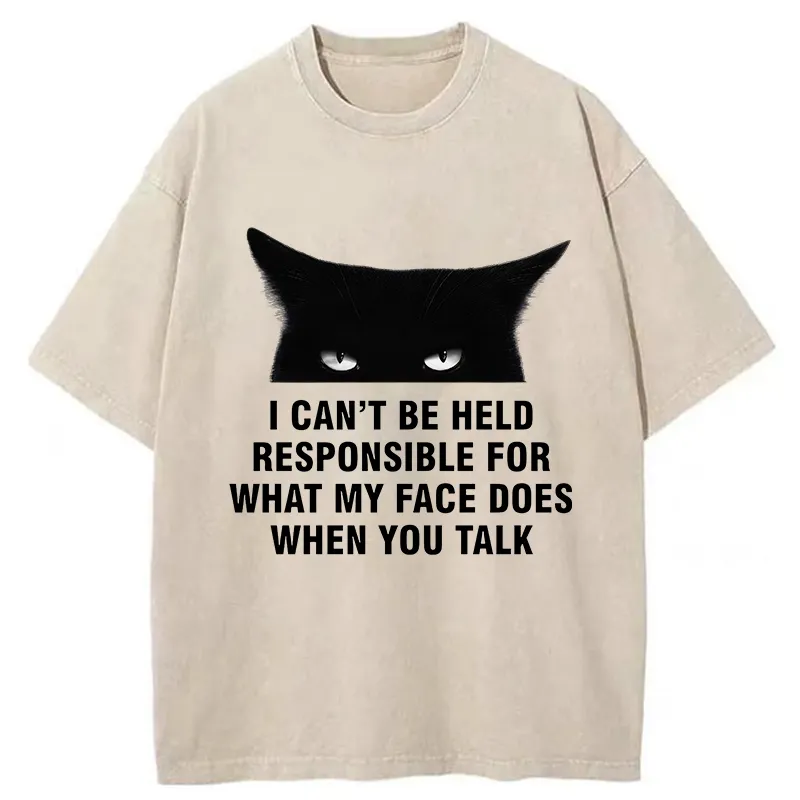Tokyo-Tiger Cat Expression Management Washed T-Shirt