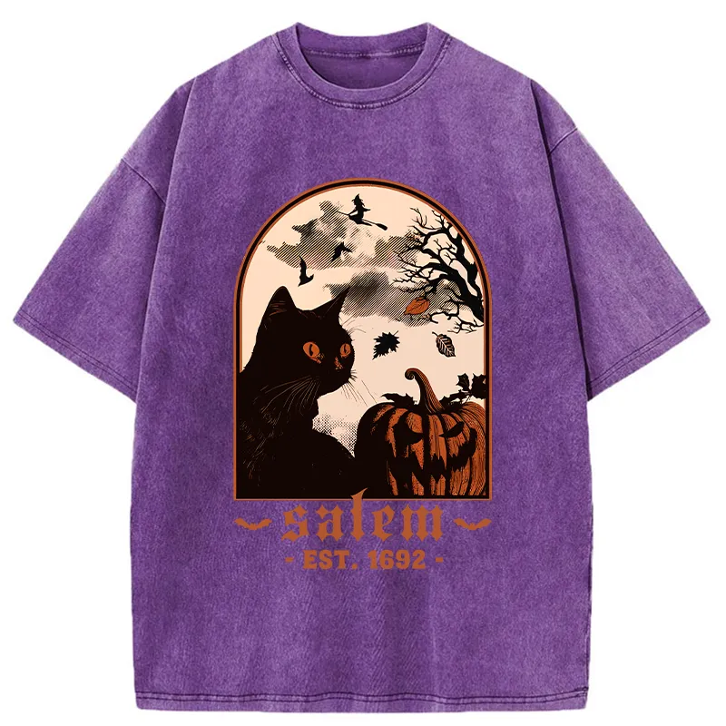 Tokyo-Tiger Halloween Black Cat Washed T-Shirt
