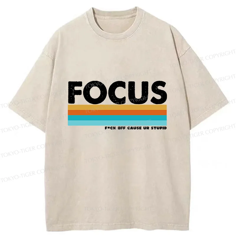 Tokyo-Tiger Funny FOCUS Washed T-Shirt