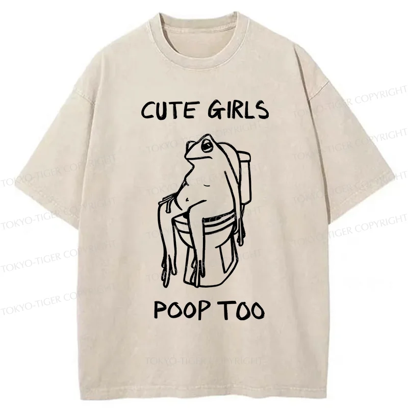 Tokyo-Tiger Pooping Frog Washed T-Shirt