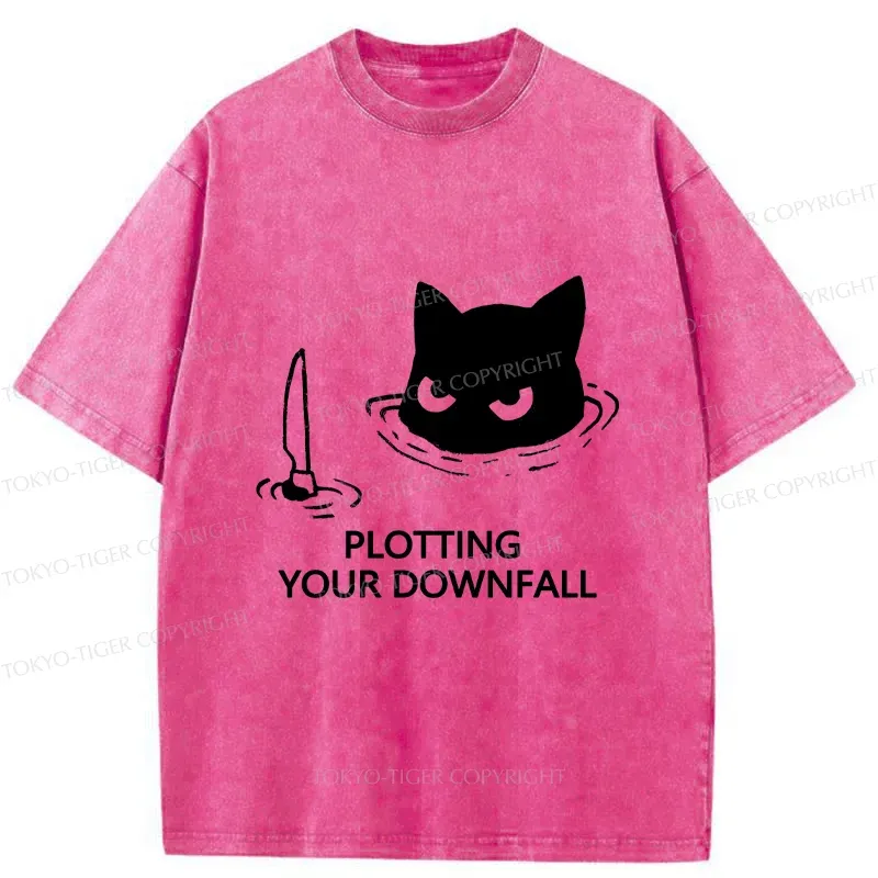 Tokyo-Tiger Cat Planning Something Bad Washed T-Shirt