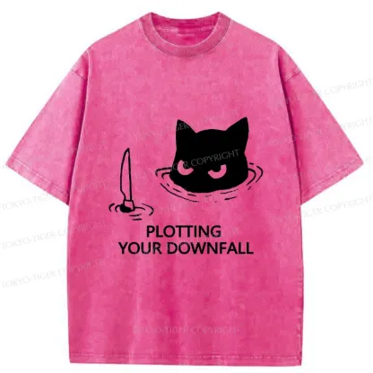 Tokyo-Tiger Cat Planning Something Bad Washed T-Shirt
