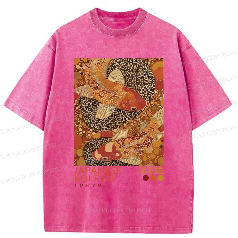 Tokyo-Tiger Japanese Koi Poster Washed T-Shirt
