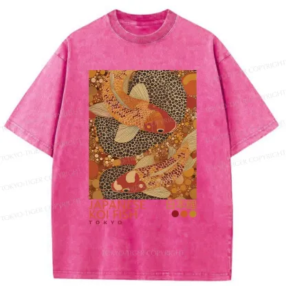 Tokyo-Tiger Japanese Koi Poster Washed T-Shirt