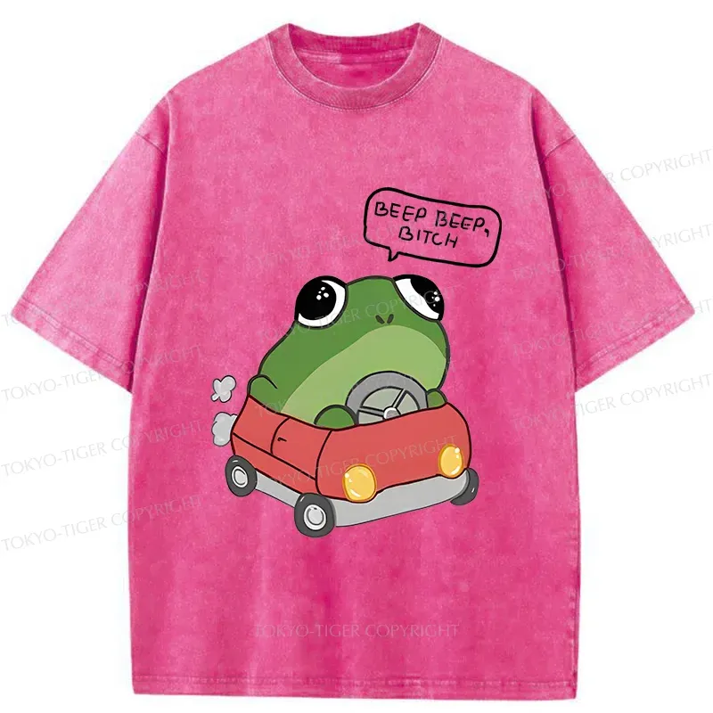 Tokyo-Tiger Frog Driving Washed T-Shirt