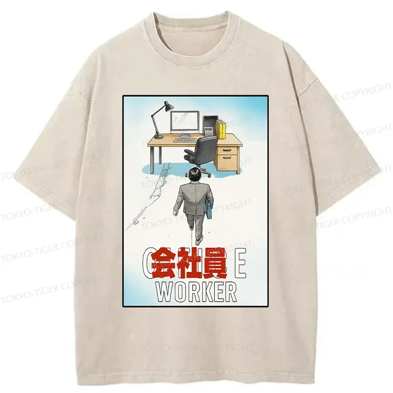 Tokyo-Tiger Worker Return To Their Workstation Washed T-Shirt