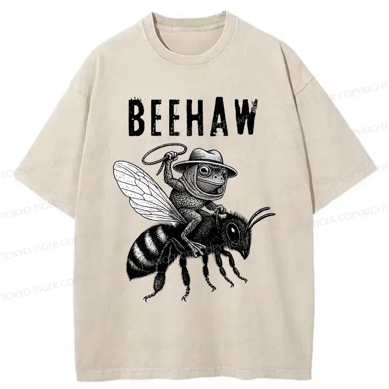 Tokyo-Tiger Beehaw Funny Washed T-Shirt