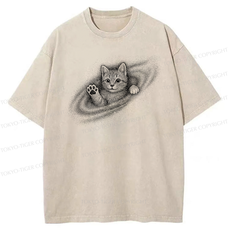 Tokyo-Tiger Little Galaxy Cat Washed T-Shirt