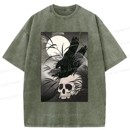 Tokyo-Tiger Ukiyoe Crow Washed T-Shirt