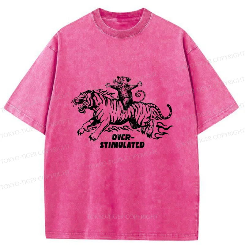 Tokyo-Tiger Possum Riding A Tiger Washed T-Shirt