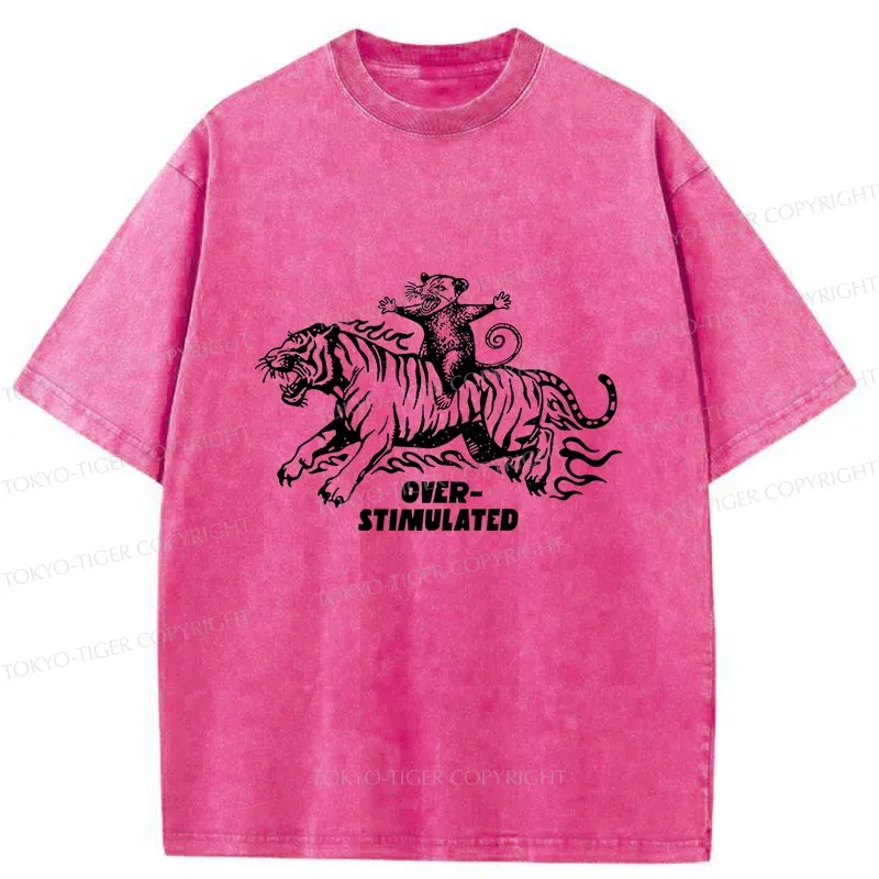 Tokyo-Tiger Possum Riding A Tiger Washed T-Shirt