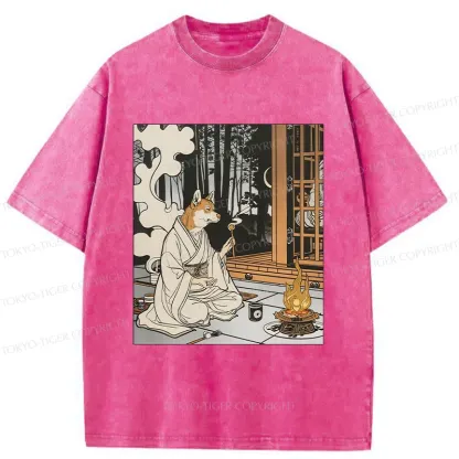 Tokyo-Tiger Zen Dog Japanese Washed T-Shirt