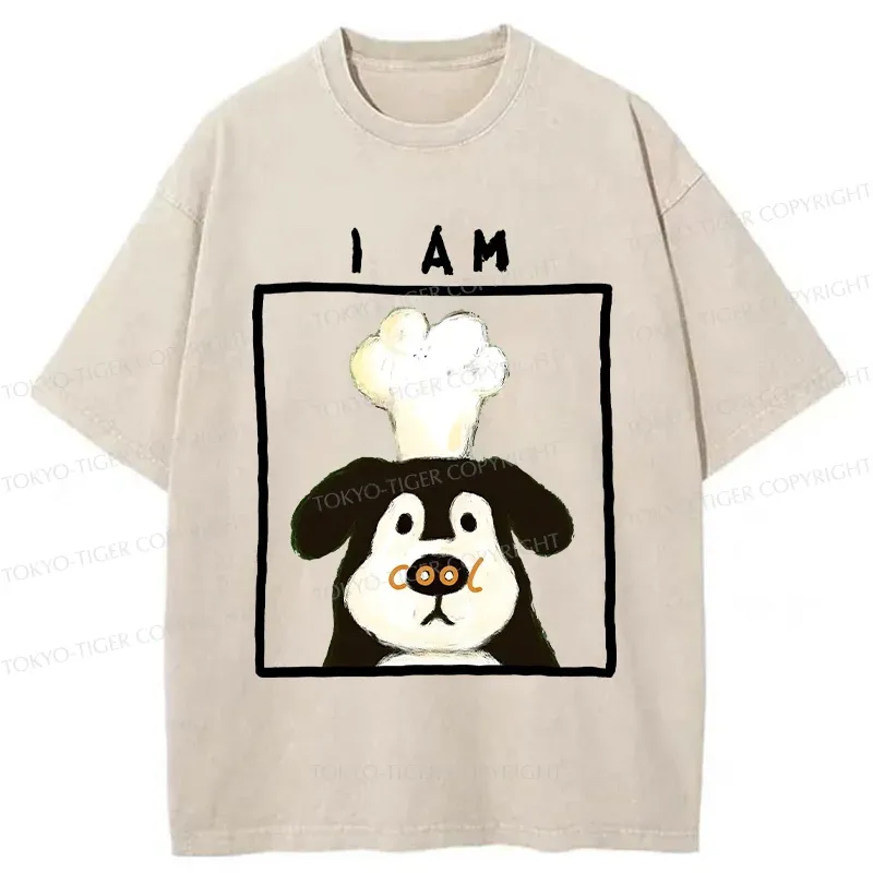 Tokyo-Tiger Cool Dog Chef Washed T-Shirt Sale