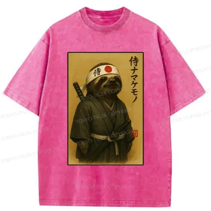 Tokyo-Tiger Japanese Samurai Sloth Washed T-Shirt