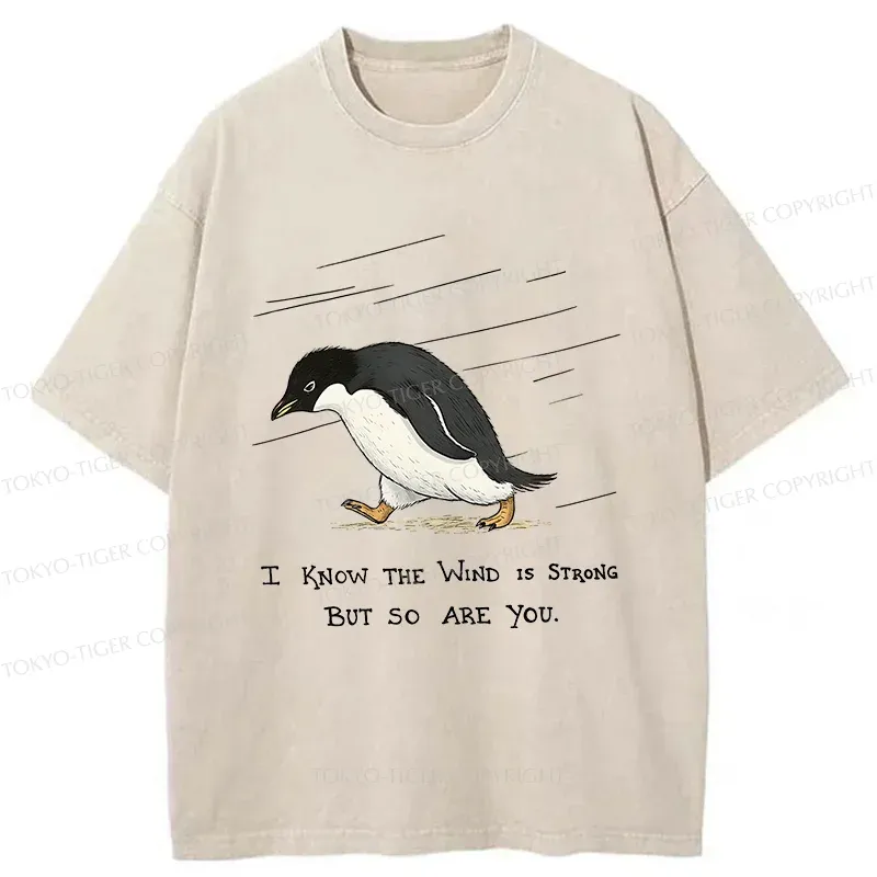 Tokyo-Tiger Penguins Walking In The Rain Washed T-Shirt