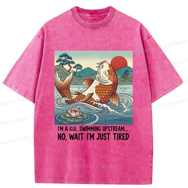 Tokyo-Tiger Funny Koi Washed T-Shirt