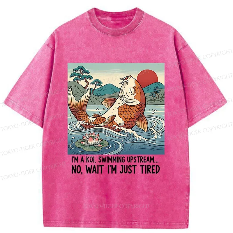 Tokyo-Tiger Funny Koi Washed T-Shirt