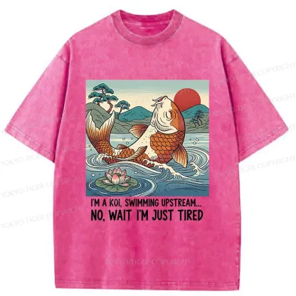Tokyo-Tiger Funny Koi Washed T-Shirt