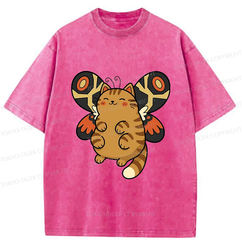 Tokyo-Tiger Cat Butterfly Washed T-Shirt