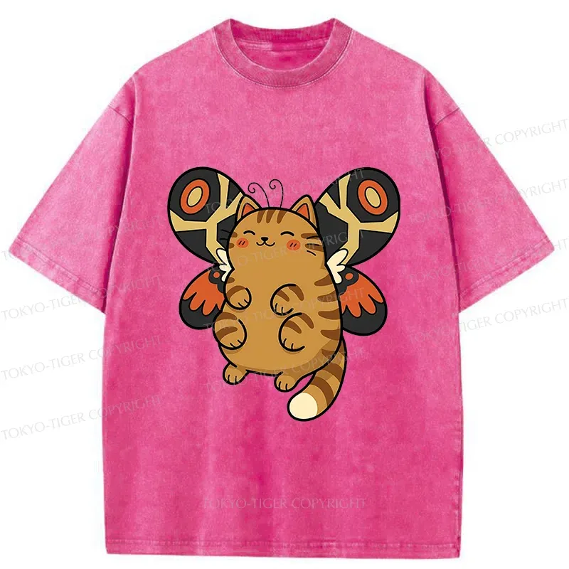 Tokyo-Tiger Cat Butterfly Washed T-Shirt