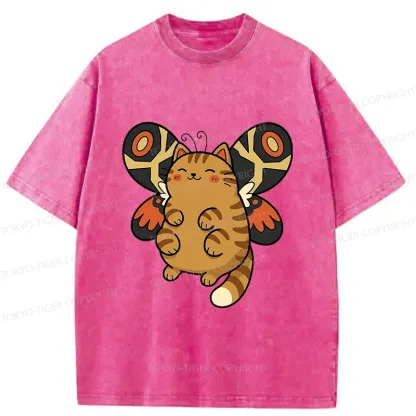Tokyo-Tiger Cat Butterfly Washed T-Shirt