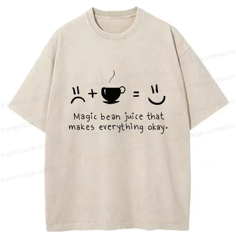 Tokyo-Tiger Magic Coffee Beans Washed T-Shirt
