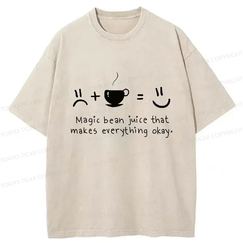Tokyo-Tiger Magic Coffee Beans Washed T-Shirt