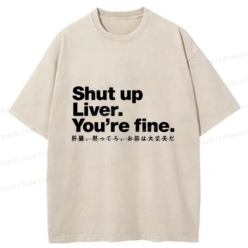 Tokyo-Tiger Liver And Alcohol Funny Washed T-Shirt