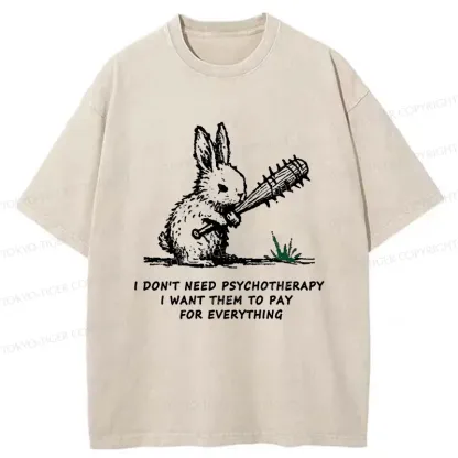 Tokyo-Tiger Violent Rabbit Funny Washed T-Shirt