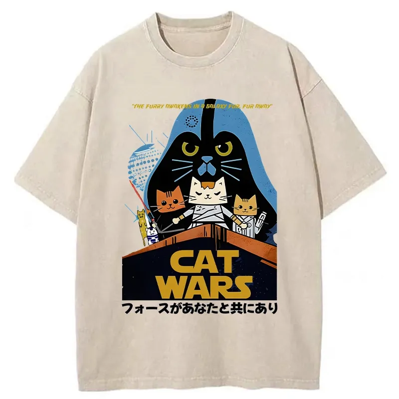 Tokyo-Tiger Japanese Cat Wars Washed T-Shirt