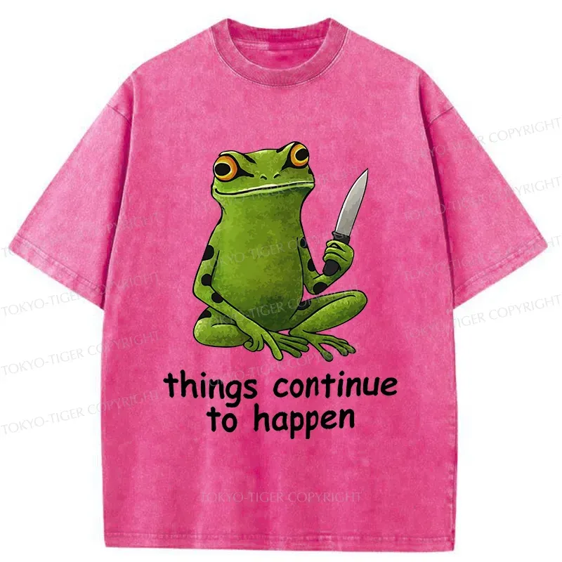 Tokyo-Tiger Frog Holding A Knife Washed T-Shirt
