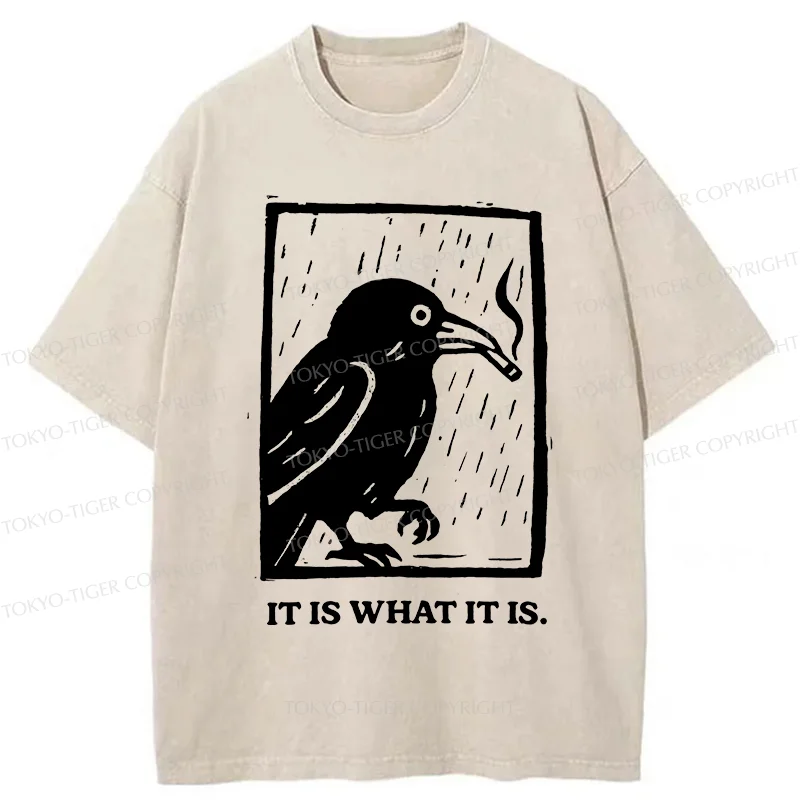 Tokyo-Tiger Smoking Crow Washed T-Shirt