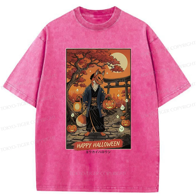 Tokyo-Tiger Halloween Fox Demon Washed T-Shirt
