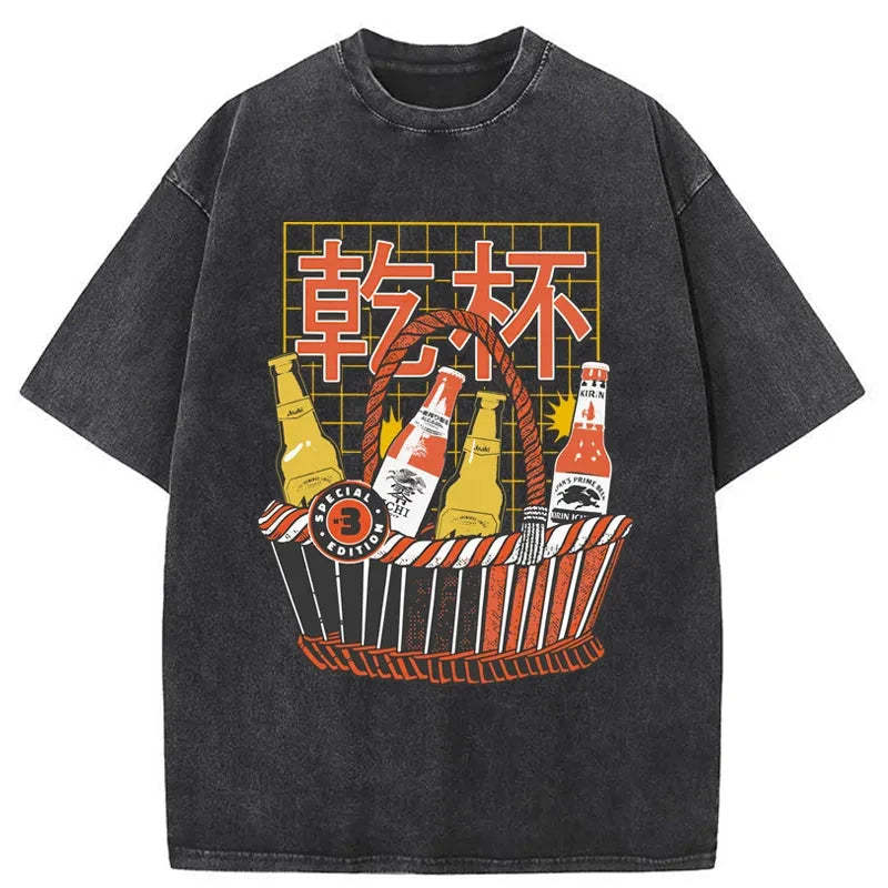Tokyo-Tiger Have A Beer Together Washed T-Shirt Sale