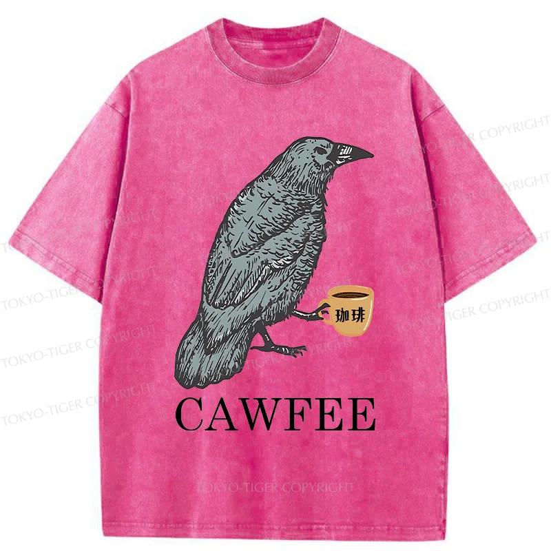 Tokyo-Tiger Cawfee Funny Washed T-Shirt