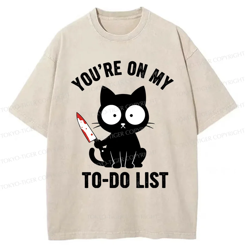 Tokyo-Tiger Cat Ready To Murder Washed T-Shirt