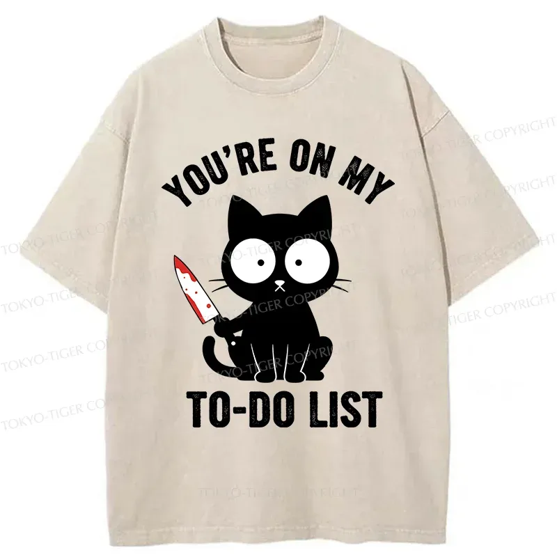 Tokyo-Tiger Cat Ready To Murder Washed T-Shirt