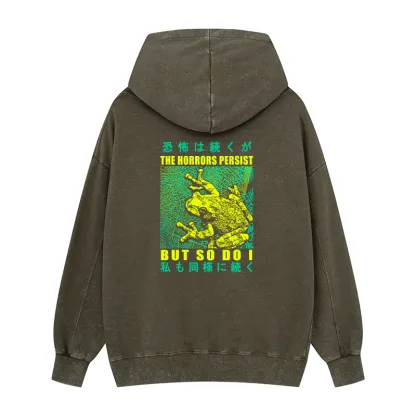 Tokyo-Tiger The Horrors Persist Frog Back Print Washed Hoodie
