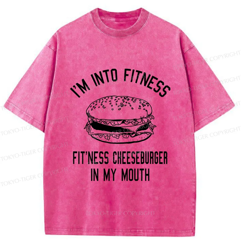 Tokyo-Tiger Fitness Cheeseburger Washed T-Shirt