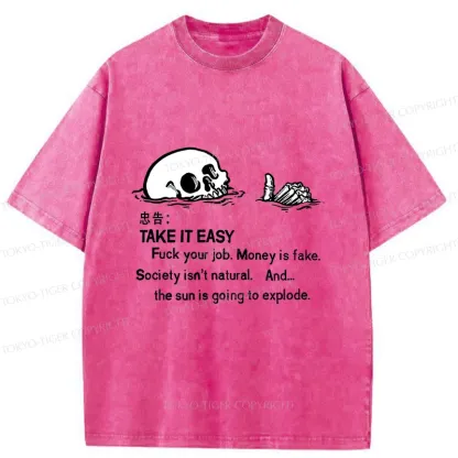 Tokyo-Tiger Skeleton Ridicule Washed T-Shirt