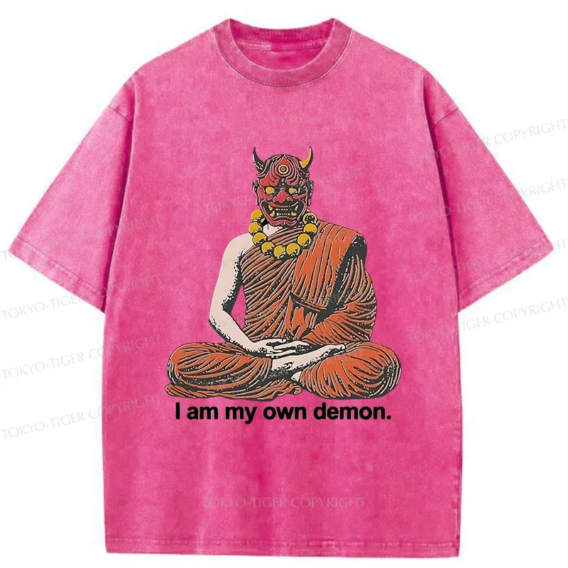 Tokyo-Tiger l Am My Own Demon Washed T-Shirt Sale