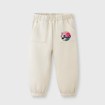 Tokyo-Tiger Japanese The Great Retro Wave Kids Fleece Lined Hoodie Set