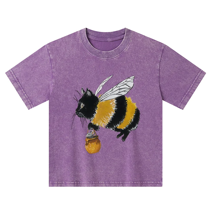 Tokyo-Tiger Catbee Funny Kids Washed T-Shirt