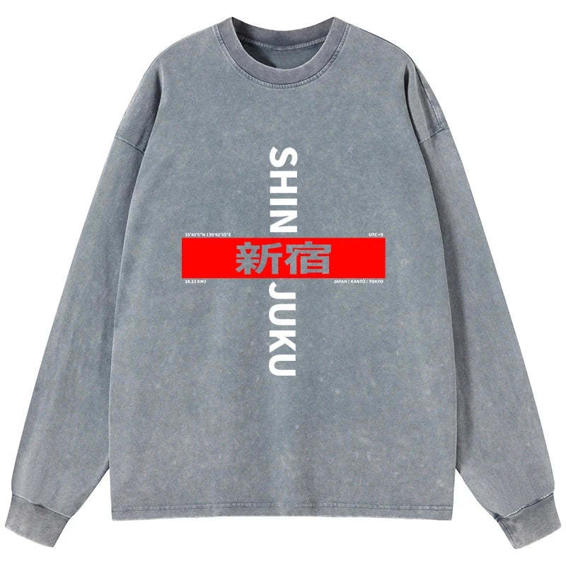 Tokyo-Tiger Shinjuku Prefecture Japan Washed Long Sleeve T-Shirt