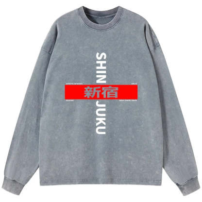 Tokyo-Tiger Shinjuku Prefecture Japan Washed Long Sleeve T-Shirt