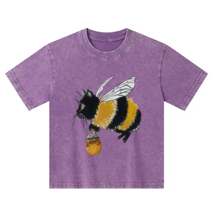 Tokyo-Tiger Catbee Funny Kids Washed T-Shirt